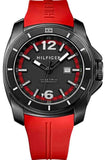 Tommy Hilfiger Windsurf Black Dial Red Rubber Strap Watch for Men - 1791112 Authentic Buy Shop Now