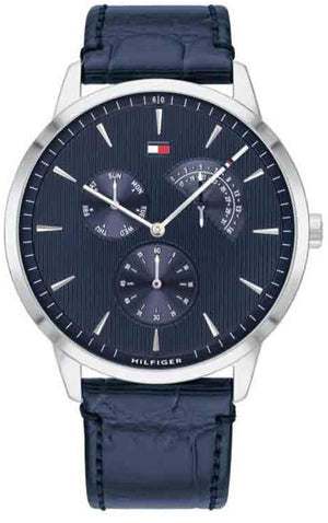 Tommy Hilfiger Brad Chronograph Quartz Blue Dial Blue Leather Strap Watch For Men - 1710387 Authentic Buy Shop Now