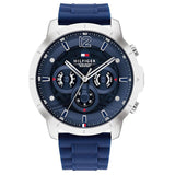 Tommy Hilfiger Luca Chronograph Blue Dial Blue Silicone Strap Watch For Men - 1710489 Authentic Buy Shop Now