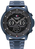Tommy Hilfiger Luca Chronograph Grey Dial Blue Steel Strap Watch For Men - 1710493 Authentic Buy Shop Now