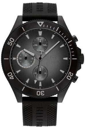 Tommy Hilfiger Larson Chronograph Black Dial Black Rubber Strap Watch For Men - 1791921 Authentic Buy Shop Now
