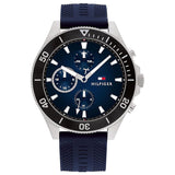 Tommy Hilfiger Larson Chronograph Blue Dial Blue Rubber Strap Watch For Men - 1791920 Authentic Buy Shop Now