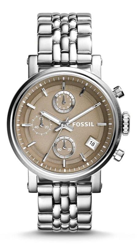 Fossil Boyfriend Chronograph Brown Dial Silver Steel Strap Watch for Women - ES3747 Authentic Buy Shop Now