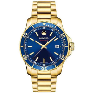 Movado Series 800 Blue Dial Gold Steel Strap Watch For Men - 2600144 Authentic Buy Shop Now