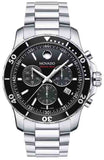 Movado Series 800 Chronograph Black Dial Silver Steel Strap Watch For Men - 2600142 Authentic Buy Shop Now