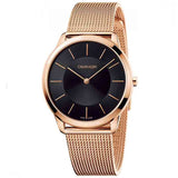 Calvin Klein Minimal Black Dial Rose Gold Mesh Bracelet Watch for Men - K3M2162Y Authentic Buy Shop Now