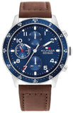 Tommy Hilfiger Jimmy Chronograph Quartz Blue Dial Brown Leather Strap Watch For Men - 1791946 Authentic Buy Shop Now