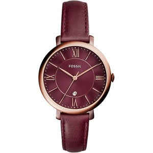 Fossil Jacqueline Burgundy Dial Burgundy Leather Strap Watch for Women - ES4099 Authentic Buy Shop Now