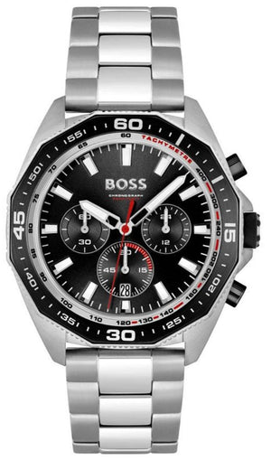 Hugo Boss Energy Chronograph Black Dial Silver Steel Strap Watch For Men - 1513971 Authentic Buy Shop Now