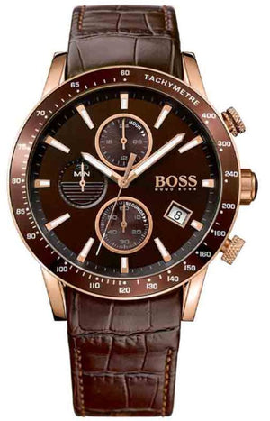 Hugo Boss Rafale Chronograph Brown Dial Brown Leather Strap Watch For Men - 1513392 Authentic Buy Shop Now