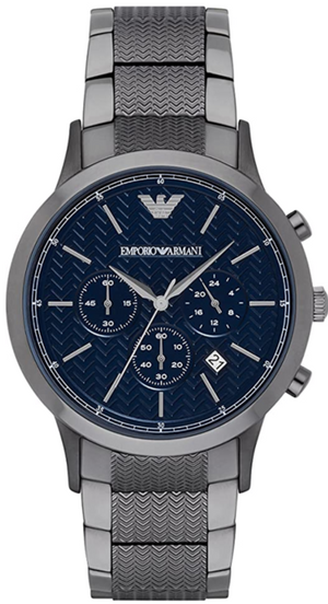 Emporio Armani Renato Chronograph Quartz Blue Dial Grey Steel Strap Watch For Men - AR2505 Authentic Buy Shop Now