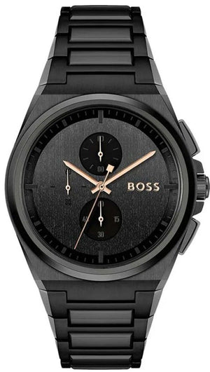 Hugo Boss Steer Analog Black Dial Black Steel Strap Watch For Men - 1514068 Authentic Buy Shop Now