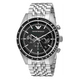 Emporio Armani Tazio Chronograph Black Dial Silver Steel Strap Watch For Men - AR5988 Authentic Buy Shop Now