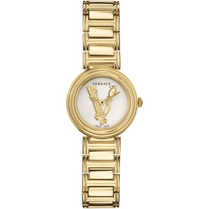 Versace Mini Virtus Quartz White Dial Gold Steel Strap Watch For Men - VET300221 Authentic Buy Shop Now