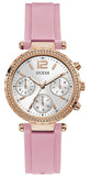 Guess Solstice Diamonds White Dial Pink Rubber Strap Watch For Women - GW0113L4 Authentic Buy Shop Now