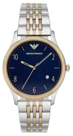 Emporio Armani Classic Quartz Blue Dial Two Tone Steel Strap Watch For Men - AR1868 Authentic Buy Shop Now