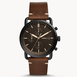 Fossil Commuter Chronograph Black Dial Brown Leather Strap Watch for Men - FS5403 Authentic Buy Shop Now