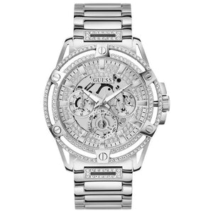 Guess King Quartz Silver Dial Silver Steel Strap Watch For Men - GW0497G1 Authentic Buy Shop Now