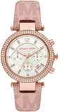 Michael Kors Parker Chronograph White Dial Pink Leather Strap Watch For Women - MK6935 Authentic Buy Shop Now