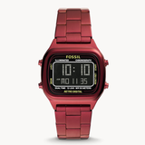 Fossil Retro Analog-Digital Black Dial Red Steel Strap Watch for Men - FS5897 Authentic Buy Shop Now