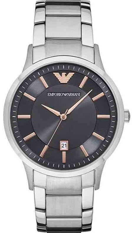 Emporio Armani Renato Quartz Black Dial Silver Steel Strap Watch For Men - AR11179 Authentic Buy Shop Now