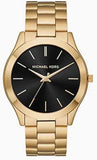 Michael Kors Slim Runway Quartz Black Dial Gold Steel Strap Watch For Men - MK8621 Authentic Buy Shop Now