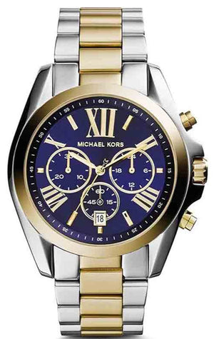 🎁 Michael Kors Bradshaw Blue Dial Two Tone Steel Strap Watch for Women - MK5976 (100% off) Authentic Buy Shop Now