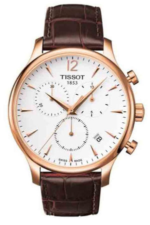 Tissot T Classic Tradition Chronograph White Dial Brown Leather Strap Watch For Men - T063.617.36.037.00 Authentic Buy Shop Now