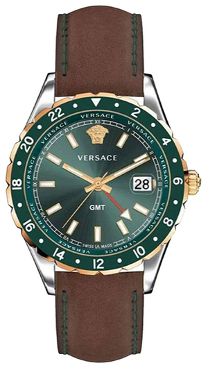 Versace Hellenyium Green Dial Brown Leather Strap Watch for Men - V11090017 Authentic Buy Shop Now