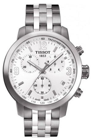 Tissot PRC 200 Chronograph White Dial Silver Steel Strap Watch For Men - T055.417.11.017.00 Authentic Buy Shop Now