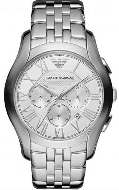 Emporio Armani Velente Chronograph Quartz Silver Dial Silver Steel Strap Watch For Men - AR1702 Authentic Buy Shop Now