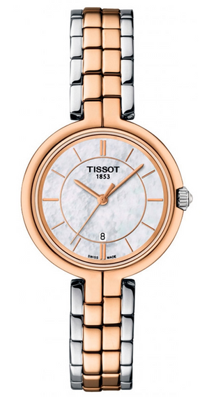 Tissot T Lady Flamingo Mother of Pearl White Dial Two Tone Steel Strap Watch For Women - T094.210.22.111.00 Authentic Buy Shop Now