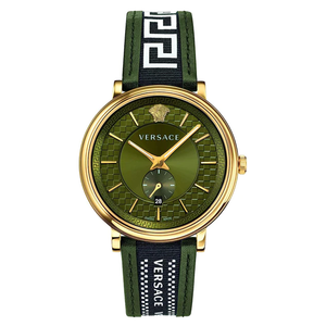 Versace V-Circle Quartz Green Dial Green Leather Strap Watch for Men - VEBQ01519 Authentic Buy Shop Now