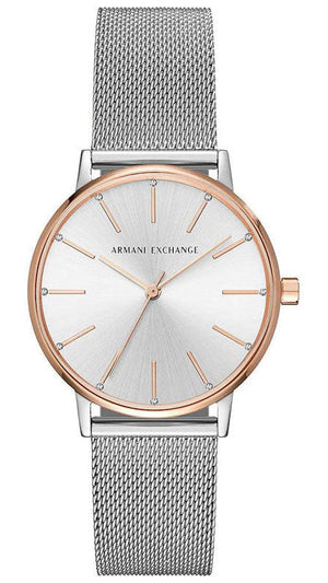 Armani Exchange Lola Analog White Dial Silver Mesh Strap Watch For Women - AX5537 Authentic Buy Shop Now