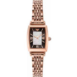 Emporio Armani Gianni T-Bar Analog Crystal Brown Dial Rose Gold Steel Strap Watch For Women - AR11407 Authentic Buy Shop Now