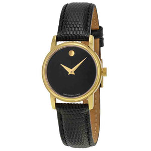 Movado Museum Black Dial Black Leather Strap Watch For Women - 2100006 Authentic Buy Shop Now