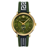 Versace V-Circle Quartz Green Dial Green Leather Strap Watch for Men - VEBQ01519 Authentic Buy Shop Now