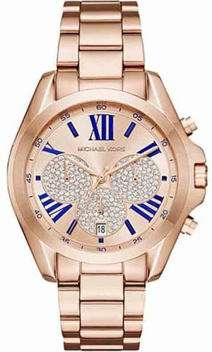 Michael Kors Bradshaw Chronograph Rose Gold Dial Rose Gold Steel Strap Watch For Women - MK6321 Authentic Buy Shop Now