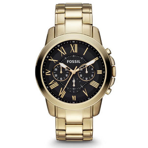 Fossil Grant Chronograph Black Dial Gold Steel Strap Watch for Men - FS4815 Authentic Buy Shop Now