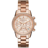 Michael Kors Ritz Chronograph Rose Gold Dial Rose Gold Steel Strap Watch for Women - MK6077 Authentic Buy Shop Now