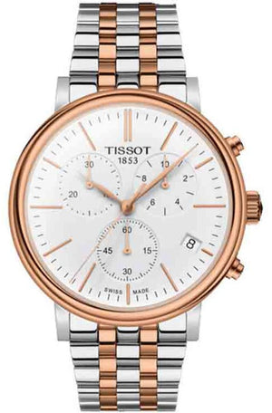 Tissot Carson Premium Chronograph White Dial Two Tone Steel Strap Watch For Men - T122.417.22.011.00 Authentic Buy Shop Now