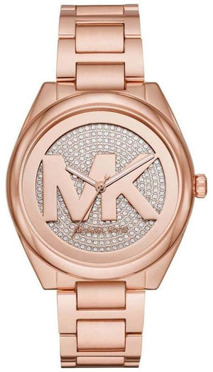 Michael Kors Janelle Quartz Crystals Rose Gold Dial Rose Gold Steel Strap Watch For Women - MK7312 Authentic Buy Shop Now
