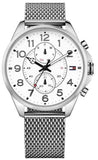 Tommy Hilfiger Dean Chronograph White Dial Silver Mesh Bracelet Watch for Men - 1791277 Authentic Buy Shop Now