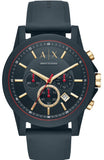 Armani Exchange Outerbanks Chronograph Blue Dial Blue Silicone Strap Watch For Men - AX1335 Authentic Buy Shop Now