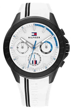 Tommy Hilfiger Aiden Chronograph White Dial White Rubber Strap Watch For Men - 1791862 Authentic Buy Shop Now