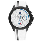 Tommy Hilfiger Aiden Chronograph White Dial White Rubber Strap Watch For Men - 1791862 Authentic Buy Shop Now
