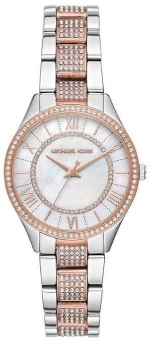 Michael Kors Lauryn Quartz Mother of Pearl White Dial Two Tone Steel Strap Watch For Women - MK4366 Authentic Buy Shop Now