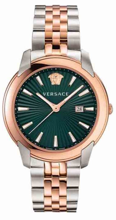 Versace V-Urban Green Dial Two Tone Steel Strap Watch for Men - VELQ00619 Authentic Buy Shop Now