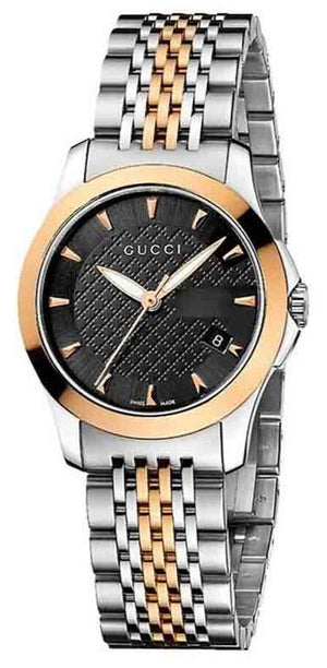 Gucci G Timeless Black Dial Two Tone Steel Strap Watch For Women - YA126512 Authentic Buy Shop Now