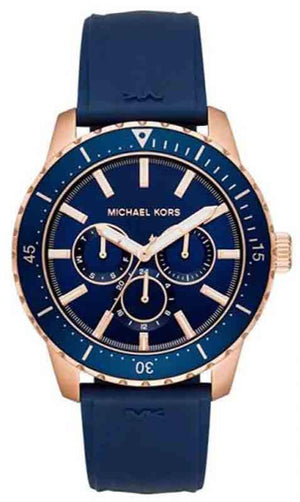 Michael Kors Cunningham Multifunction Blue Dial Blue Rubber Strap Watch For Men - MK7163 Authentic Buy Shop Now